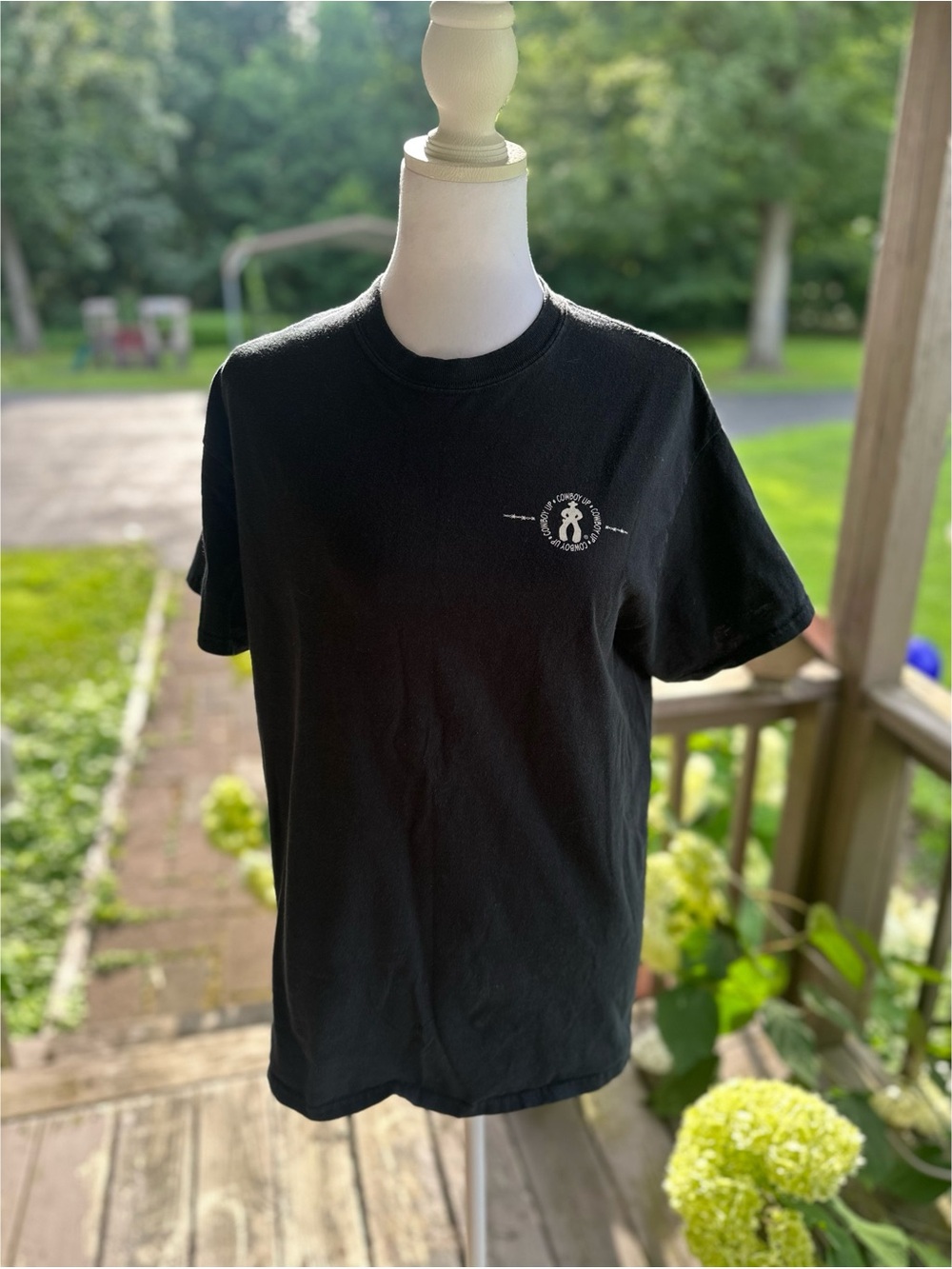 Cowboy Up Black Short-Sleeve Crewneck Cotton Graphic Tshirt Size Medium